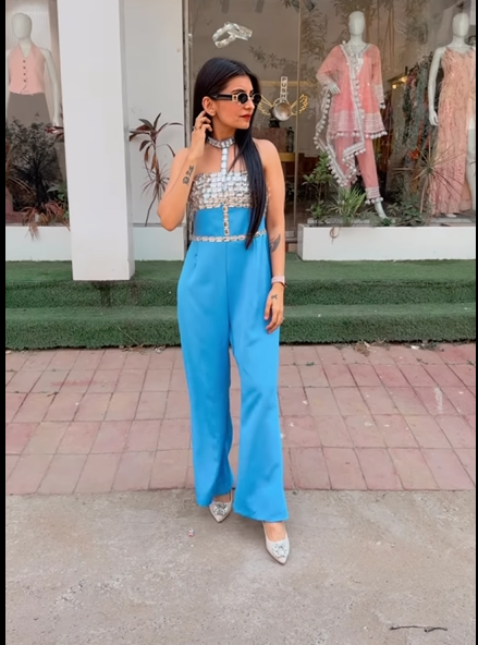 Emilly Rhinestone T-Halter Neck Jumpsuit